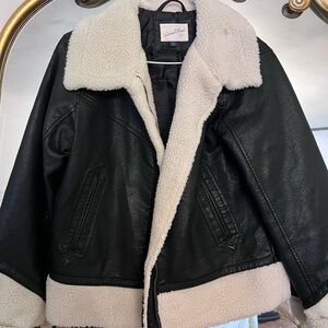 Universal Thread Black and Cream Leather Jacket